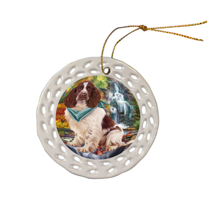 Scenic Waterfall Springer Spaniel Dog Ceramic Doily Ornament DPOR54817