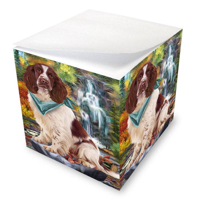 Scenic Waterfall Springer Spaniel Dog Note Cube NOC56335