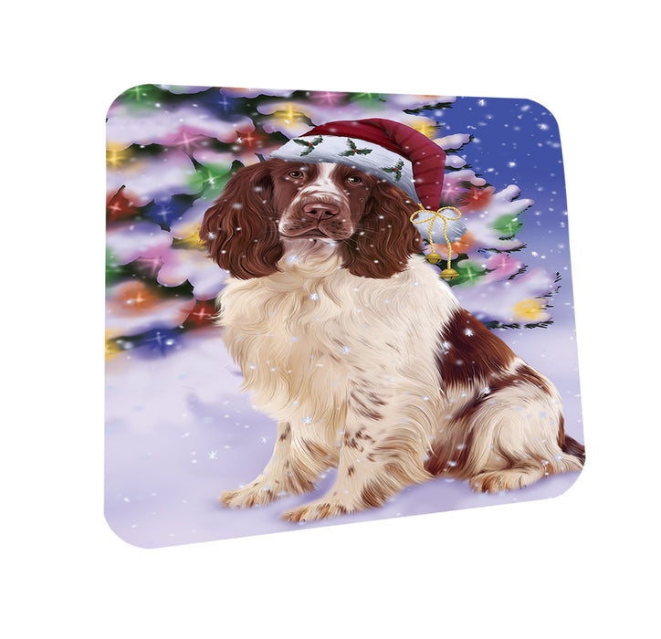 Winterland Wonderland Springer Spaniel Dog In Christmas Holiday Scenic Background Coasters Set of 4 CST55691