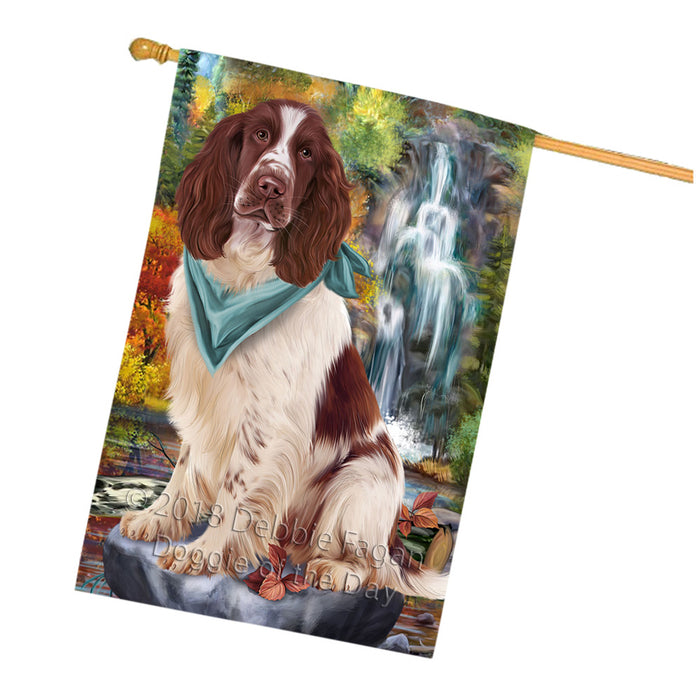 Scenic Waterfall Springer Spaniel Dog House Flag FLG55015