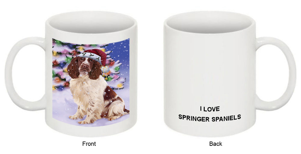 Winterland Wonderland Springer Spaniel Dog In Christmas Holiday Scenic Background Coffee Mug MUG51131