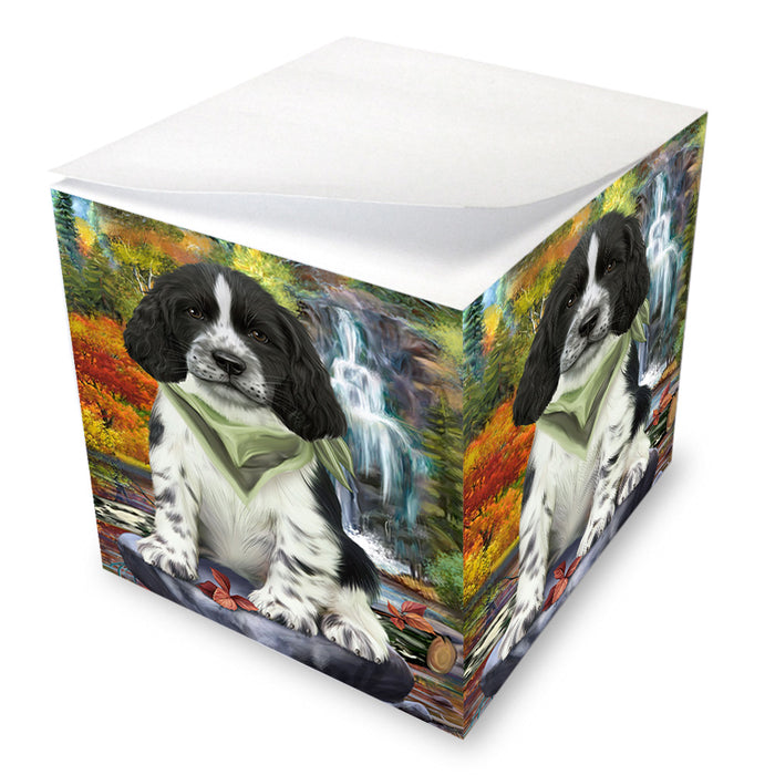 Scenic Waterfall Springer Spaniel Dog Note Cube NOC56336