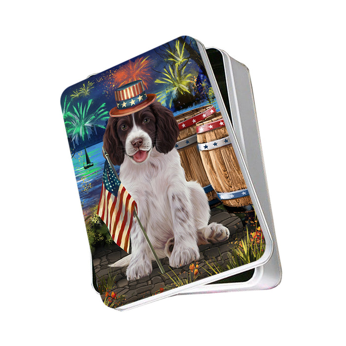 4th of July Independence Day Firework Springer Spaniel Dog Photo Storage Tin PITN54031