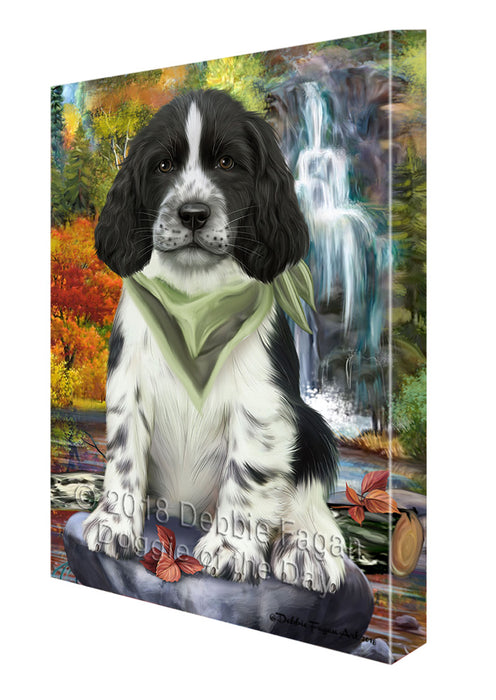 Scenic Waterfall Springer Spaniel Dog Canvas Print Wall Art Décor CVS111212