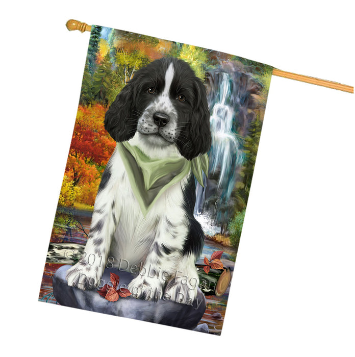 Scenic Waterfall Springer Spaniel Dog House Flag FLG55016