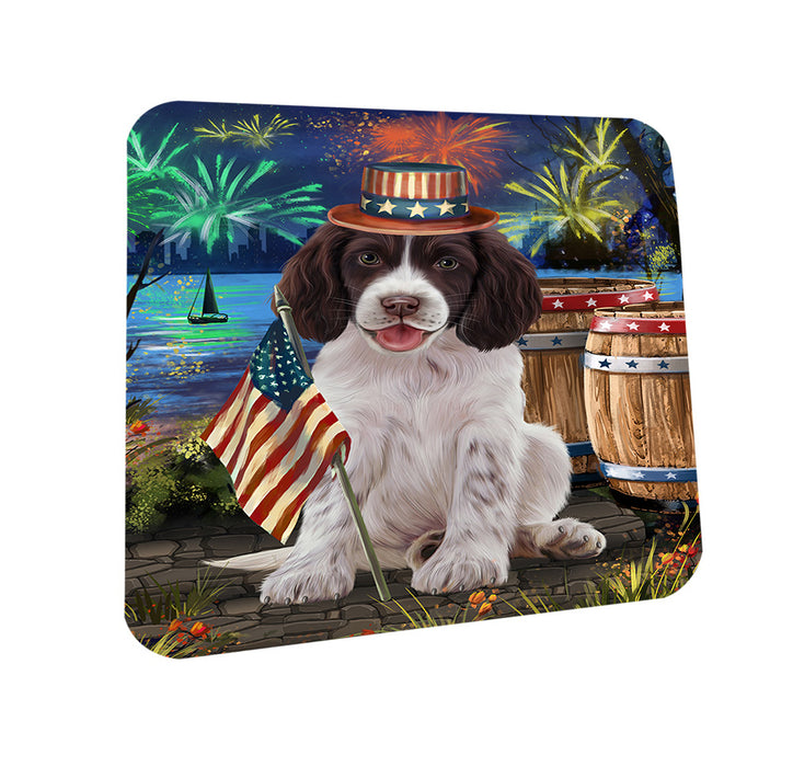 4th of July Independence Day Firework Springer Spaniel Dog Coasters Set of 4 CST54046