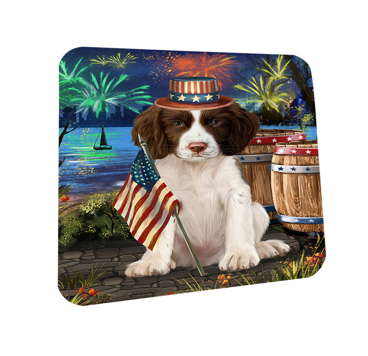 4th of July Independence Day Firework Springer Spaniel Dog Coasters Set of 4 CST54047