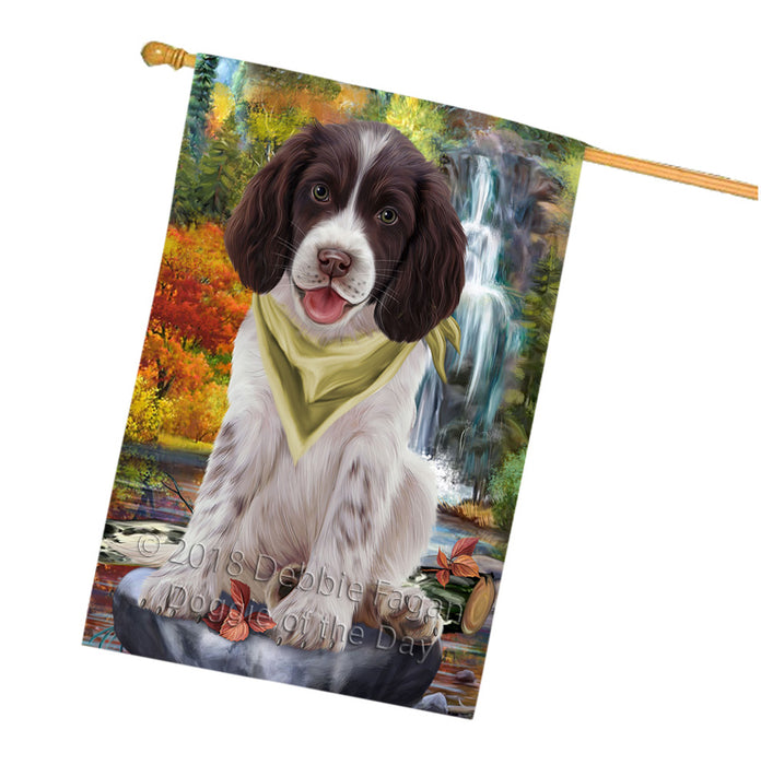 Scenic Waterfall Springer Spaniel Dog House Flag FLG55017