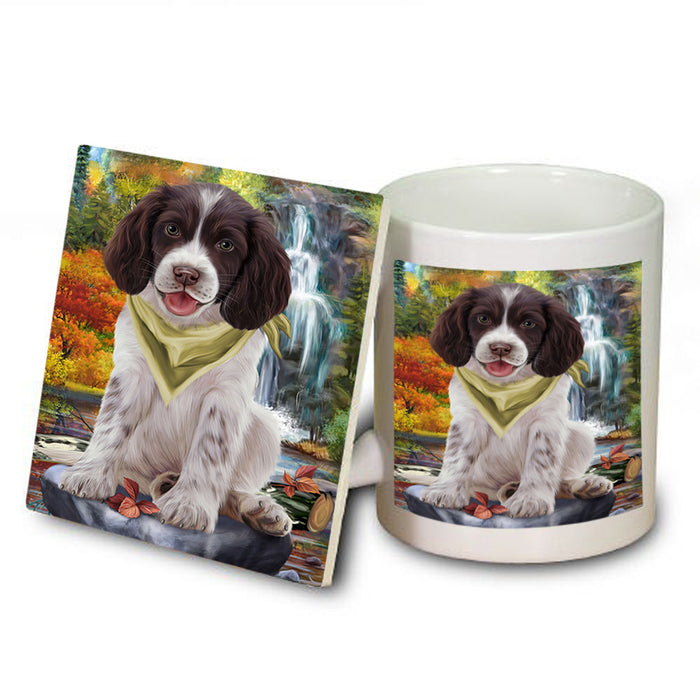 Scenic Waterfall Springer Spaniel Dog Mug and Coaster Set MUC54683
