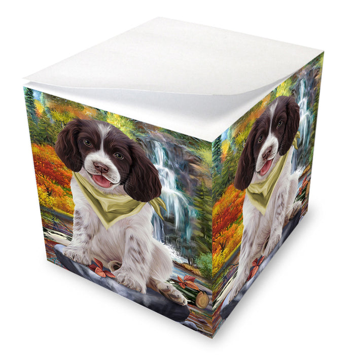 Scenic Waterfall Springer Spaniel Dog Note Cube NOC56337