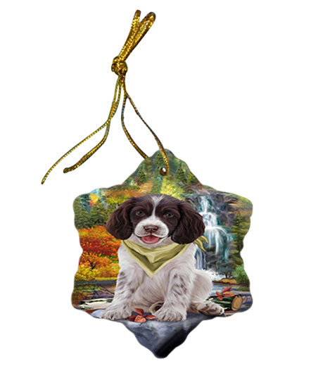 Scenic Waterfall Springer Spaniel Dog Star Porcelain Ornament SPOR54810