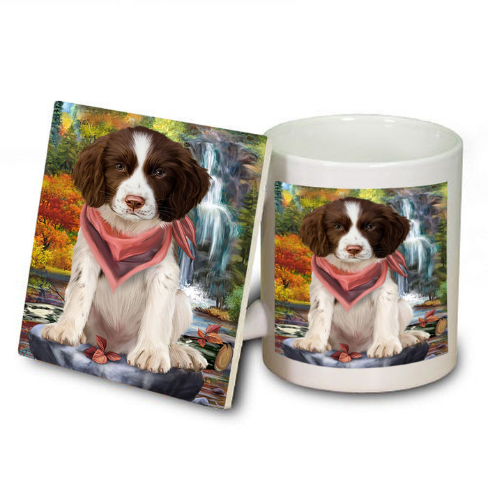 Scenic Waterfall Springer Spaniel Dog Mug and Coaster Set MUC54684