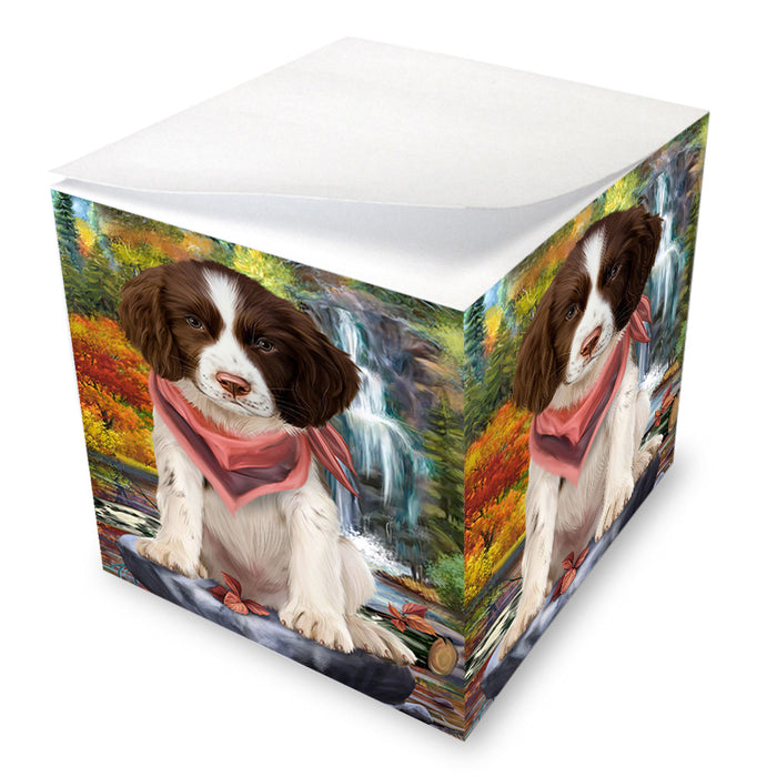Scenic Waterfall Springer Spaniel Dog Note Cube NOC56338