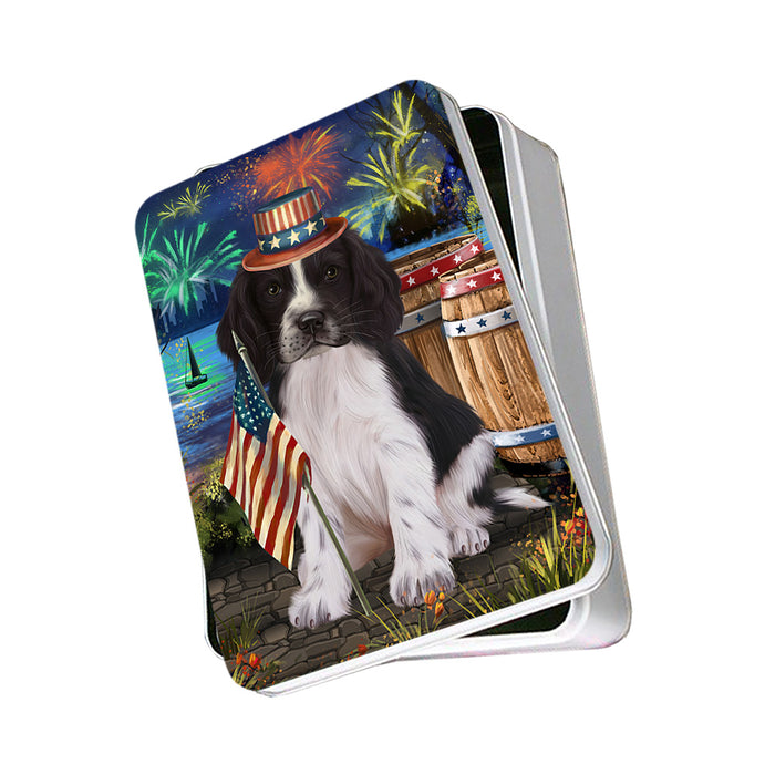 4th of July Independence Day Firework Springer Spaniel Dog Photo Storage Tin PITN54033