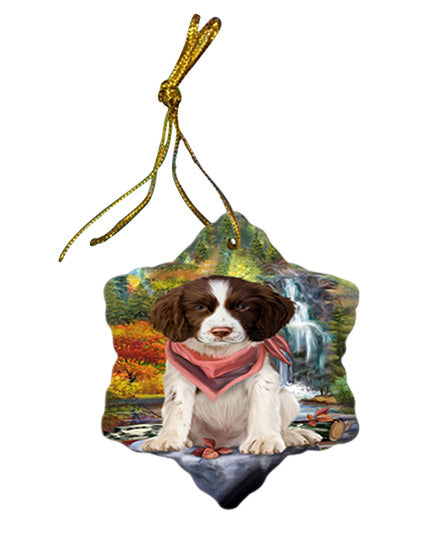 Scenic Waterfall Springer Spaniel Dog Star Porcelain Ornament SPOR54811