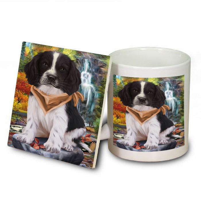 Scenic Waterfall Springer Spaniel Dog Mug and Coaster Set MUC54685