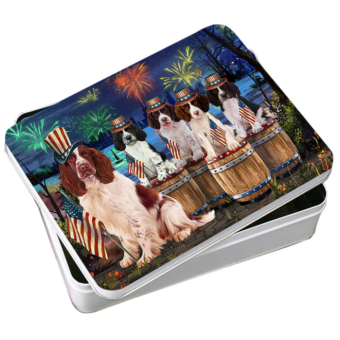 4th of July Independence Day Firework Springer Spaniels Dog Photo Storage Tin PITN54061