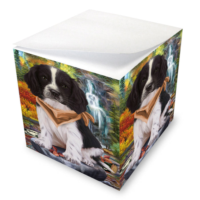 Scenic Waterfall Springer Spaniel Dog Note Cube NOC56339