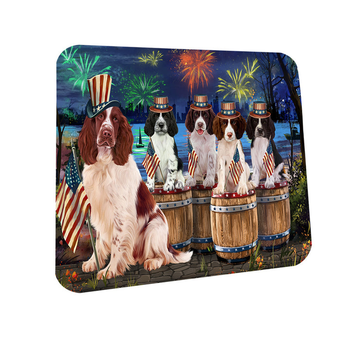4th of July Independence Day Firework Springer Spaniels Dog Coasters Set of 4 CST54076