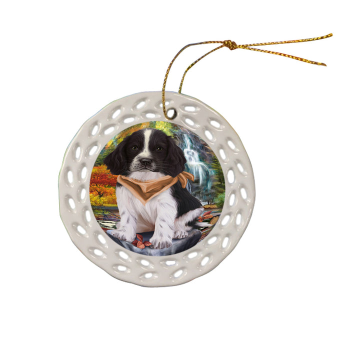 Scenic Waterfall Springer Spaniel Dog Ceramic Doily Ornament DPOR54821