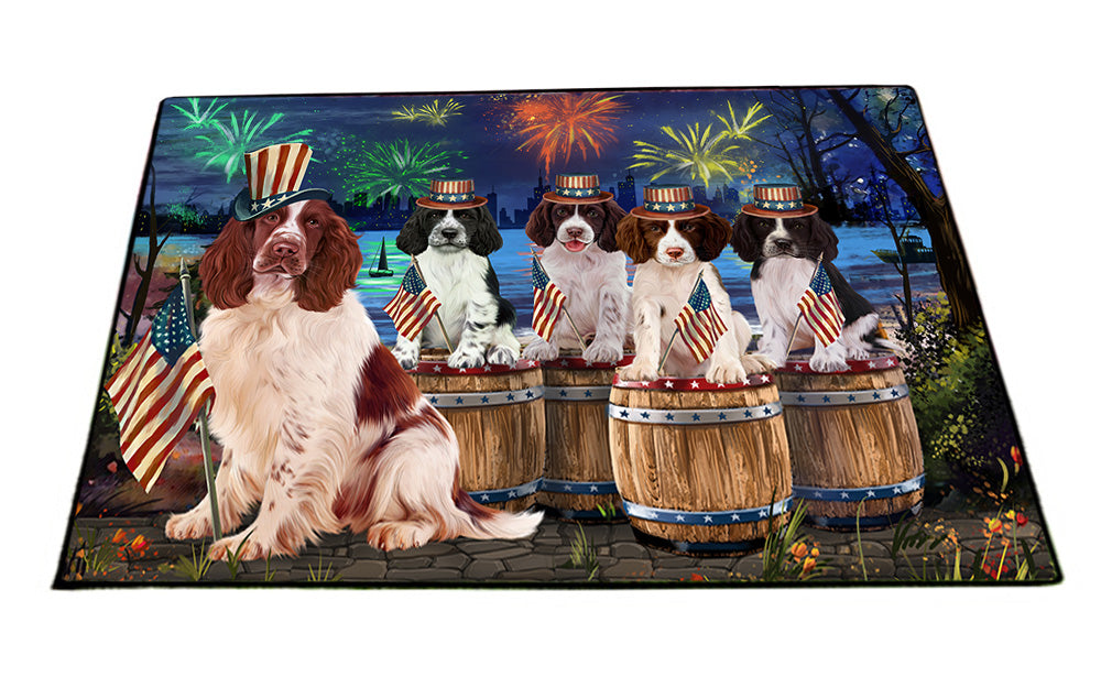 4th of July Independence Day Firework Springer Spaniels Dog Floormat FLMS54389