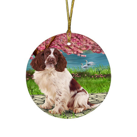 Springer Spaniel Dog Round Flat Christmas Ornament RFPOR54762