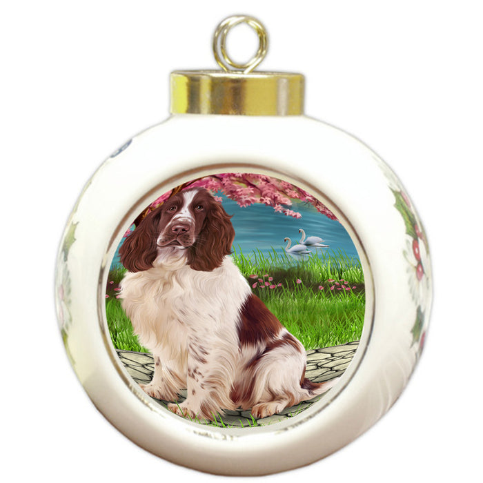 Springer Spaniel Dog Round Ball Christmas Ornament RBPOR54771