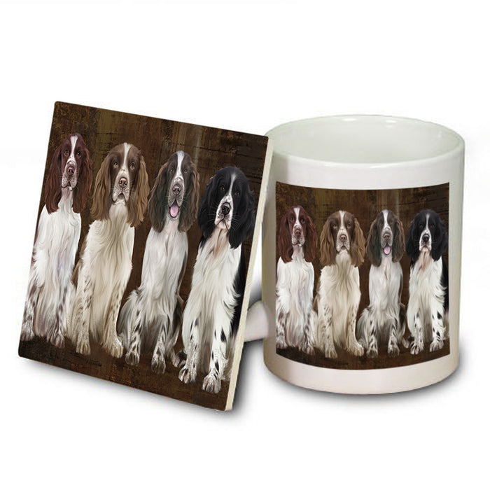 Rustic 4 Springer Spaniels Dog Mug and Coaster Set MUC54362