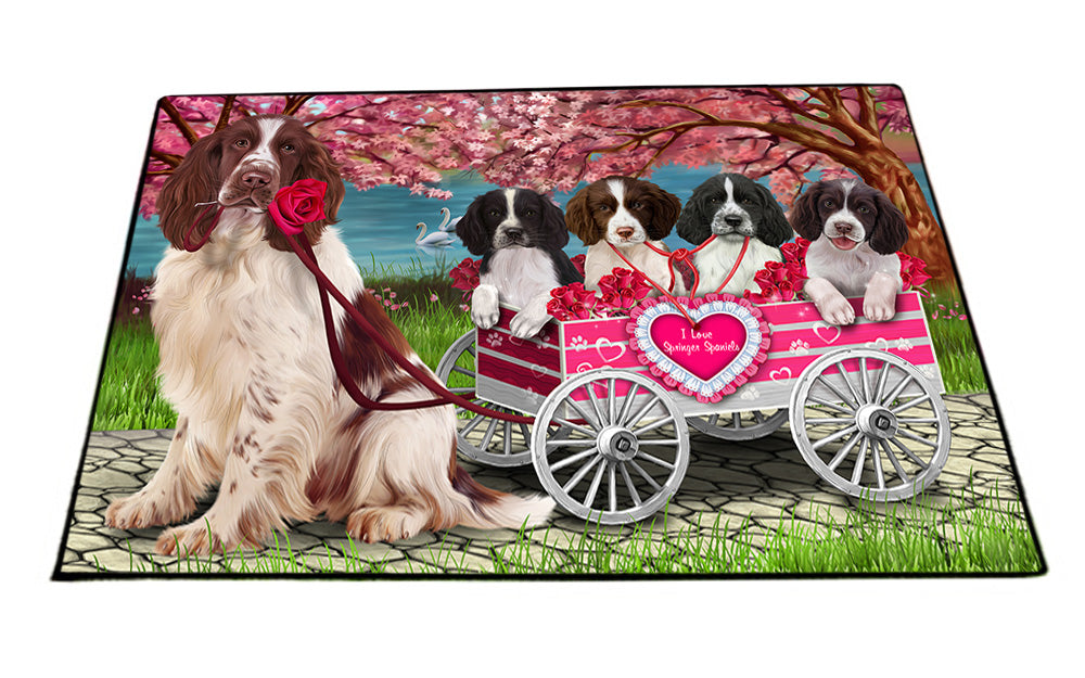I Love Springer Spaniels Dog in a Cart Floormat FLMS54511