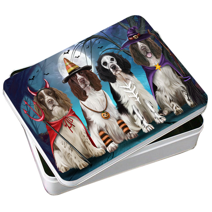 Happy Halloween Trick or Treat Springer Spaniels Dog Photo Storage Tin PITN54430
