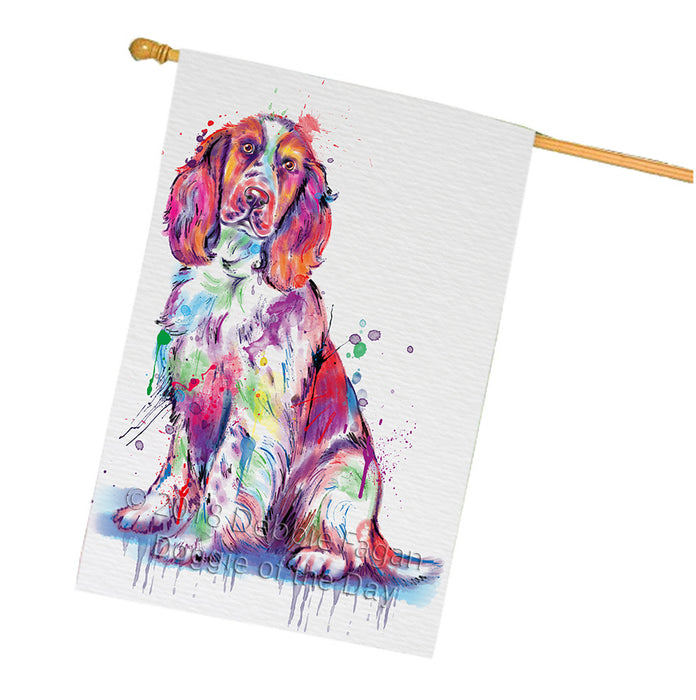 Watercolor Springer Spaniel Dog House Flag FLG65132