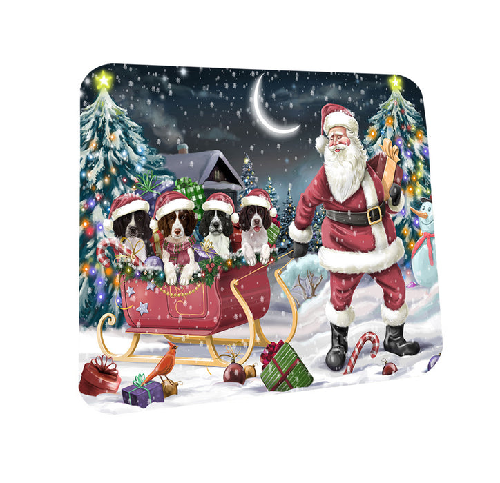 Santa Sled Christmas Happy Holidays Springer Spaniels Dog Coasters Set of 4 CST54339