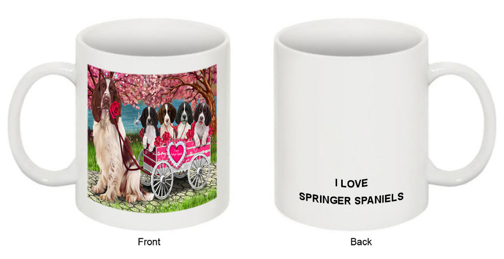 I Love Springer Spaniels Dog in a Cart Coffee Mug MUG49611