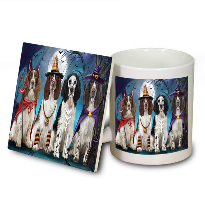 Happy Halloween Trick or Treat Springer Spaniels Dog Mug and Coaster Set MUC54479