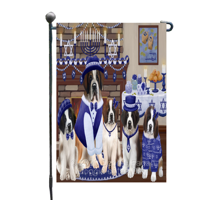 Happy Hanukkah Family Saint Bernard Dogs Garden Flag GFLG65783