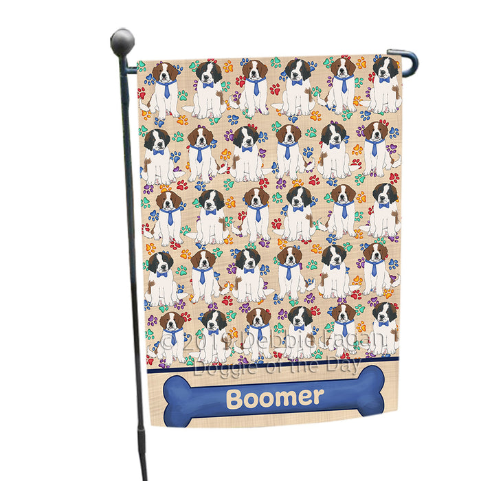 Rainbow Paw Print Saint Bernard Dogs Garden Flag GFLG65335