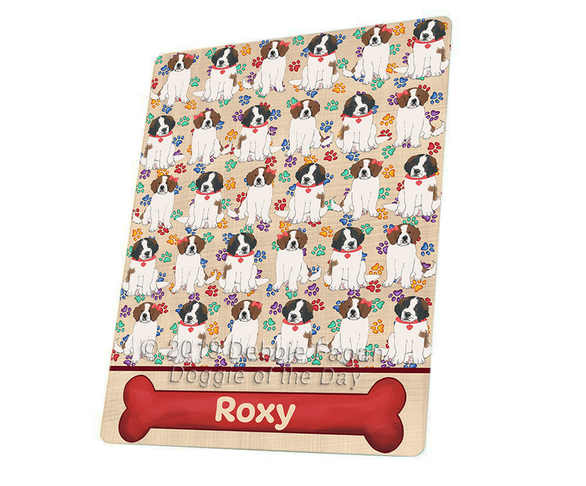 Rainbow Paw Print Saint Bernard Dogs Blanket BLNKT136605