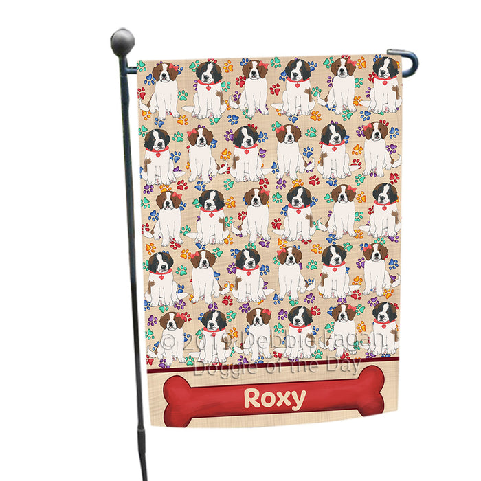 Rainbow Paw Print Saint Bernard Dogs Garden Flag GFLG65336