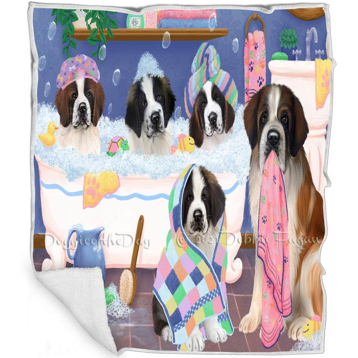 Rub A Dub Dogs In A Tub Saint Bernards Dog Blanket BLNKT130773