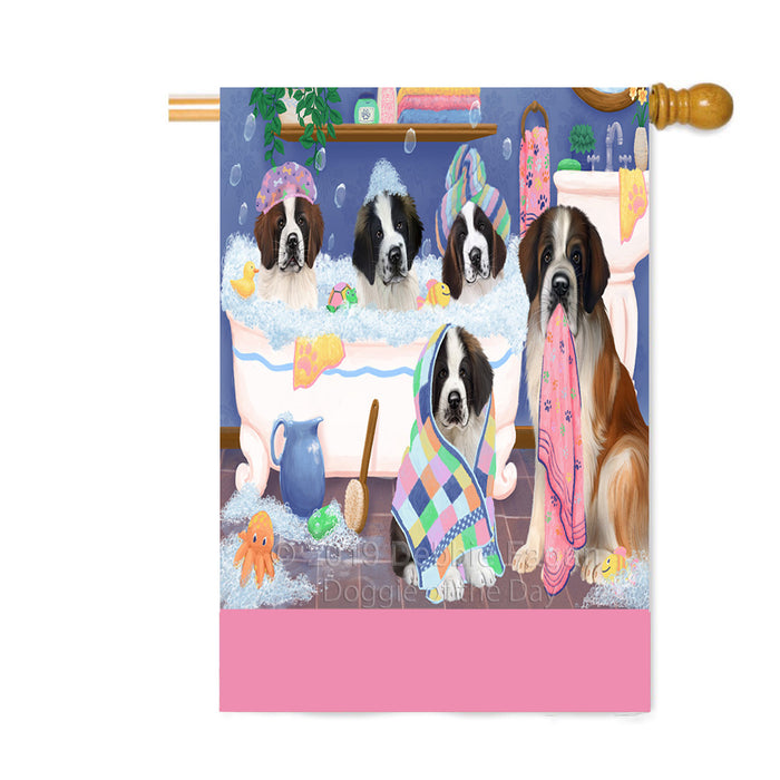 Personalized Rub A Dub Dogs In A Tub Saint Bernard Dogs Custom House Flag FLG64380