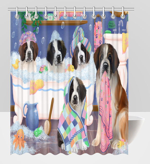Rub A Dub Dogs In A Tub Saint Bernard Dogs Shower Curtain