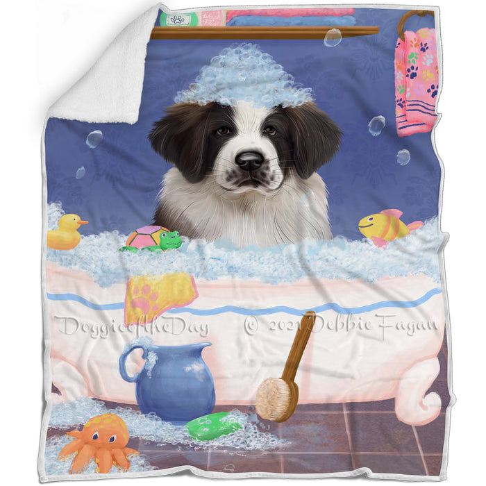 Rub A Dub Dog In A Tub Saint Bernard Dog Blanket BLNKT143176