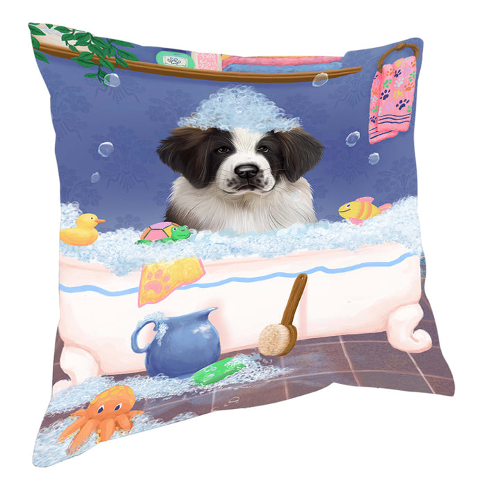 Rub A Dub Dog In A Tub Saint Bernard Dog Pillow with Top Quality High-Resolution Images - Ultra Soft Pet Pillows for Sleeping - Reversible & Comfort - Ideal Gift for Dog Lover - Cushion for Sofa Couch Bed - 100% Polyester