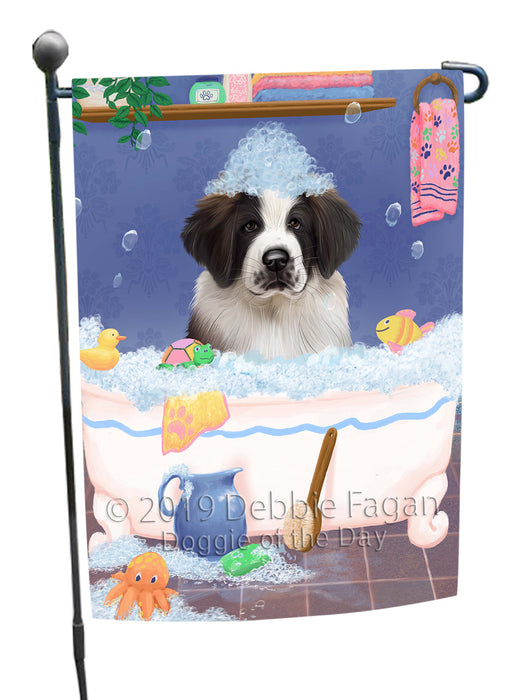 Rub A Dub Dog In A Tub Saint Bernard Dog Garden Flag GFLG66319