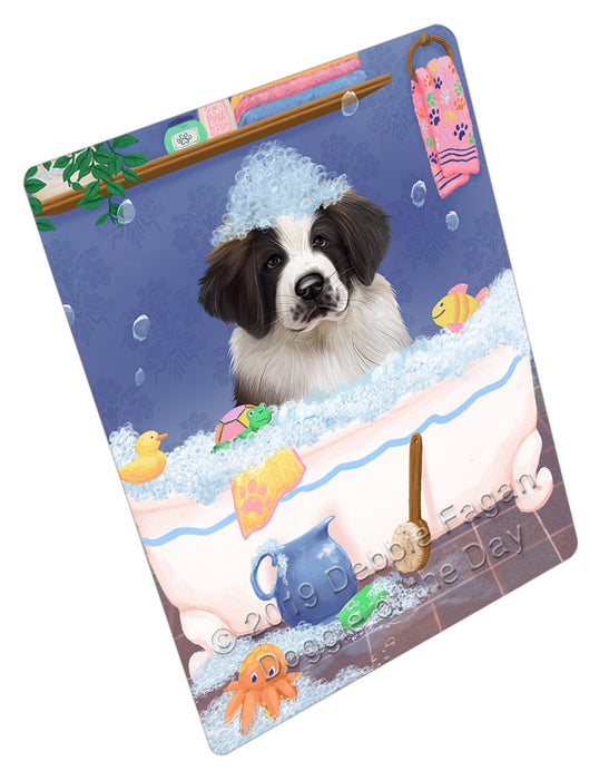 Rub A Dub Dog In A Tub Saint Bernard Dog Cutting Board - For Kitchen - Scratch & Stain Resistant - Designed To Stay In Place - Easy To Clean By Hand - Perfect for Chopping Meats, Vegetables