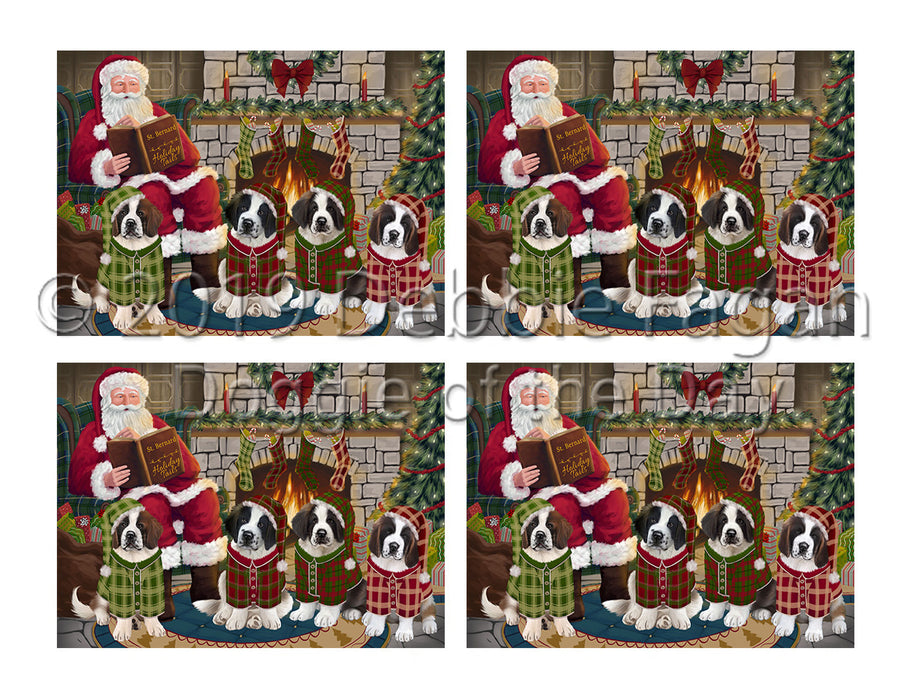 Christmas Cozy Holiday Fire Tails Saint Bernard Dogs Placemat