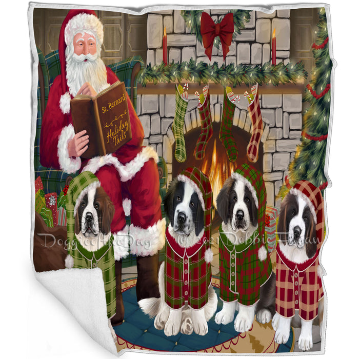 Christmas Cozy Holiday Tails Saint Bernards Dog Blanket BLNKT117867