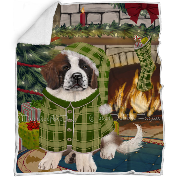 The Stocking was Hung Saint Bernard Dog Blanket BLNKT119757