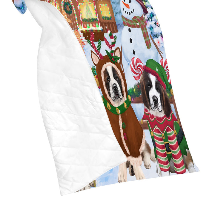 Holiday Gingerbread Cookie Saint Bernard Dogs Quilt