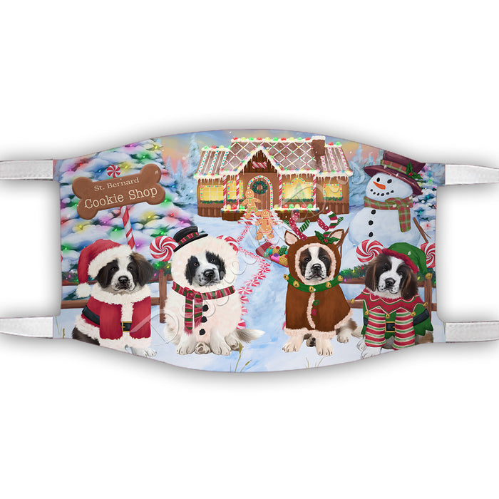 Holiday Gingerbread Cookie St. Bernard Dogs Shop Face Mask FM48939